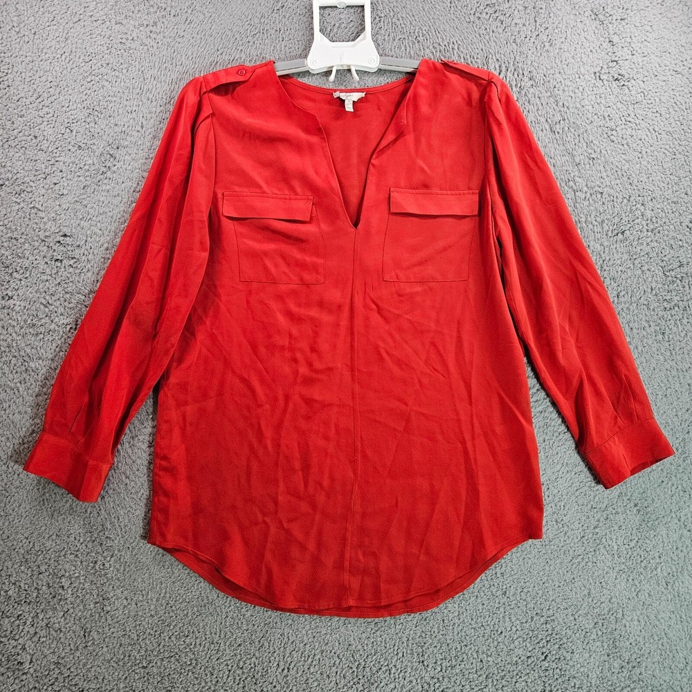 Joie Tunic Top Blouse Women Small 100% Silk Red - S